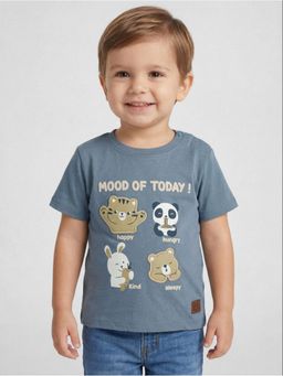 R&B - Blue Printed Boys Short Sleeves T-Shirt