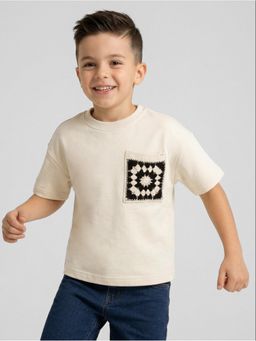R&B - Beige Printed Boys Short Sleeves T-Shirt