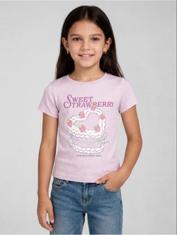 R&B - Purple Printed Girls Short Sleeves T-Shirt