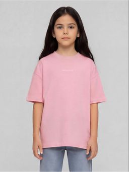 R&B - Pink Typography Girls Short Sleeves Top