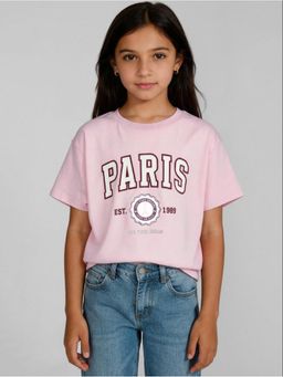 R&B - Pink Printed Girls Short Sleeves T-Shirt