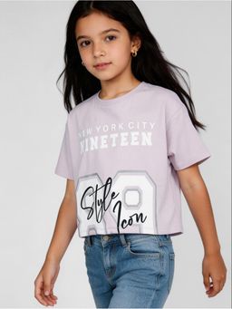 R&B - Purple Printed Girls Short Sleeves T-Shirt