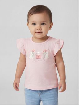 R&B - Pink Printed Girls Short Sleeves T-Shirt