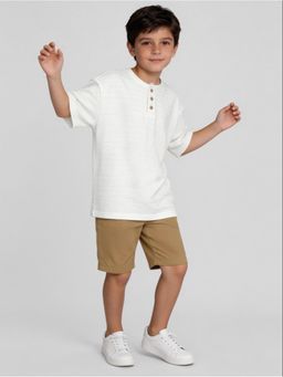 R&B - White Solid Boys Short Sleeves T-Shirt