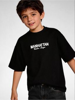 R&B - Black Printed Boys Short Sleeves T-Shirt