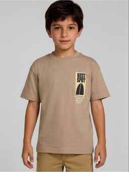 R&B - Brown Printed Boys Short Sleeves T-Shirt