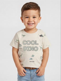 R&B - Off White Printed Boys Short Sleeves T-Shirt