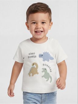 R&B - White Printed Boys Short Sleeves T-Shirt