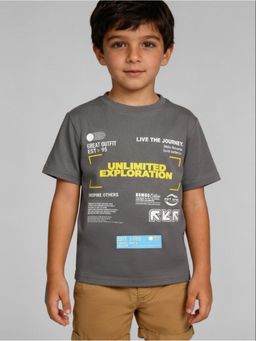 R&B - Grey Printed Boys Short Sleeves T-Shirt