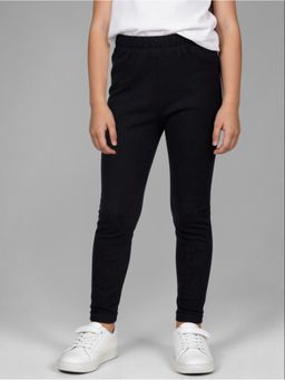 R&B - Black Solid Girls Leggings