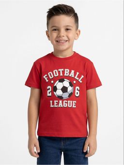 R&B - Red Printed Boys Short Sleeves T-Shirt