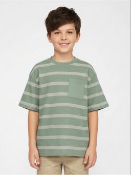 R&B - Green Stripes Boys Short Sleeves T-Shirt