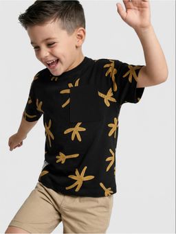 R&B - Black Printed Boys Short Sleeves T-Shirt