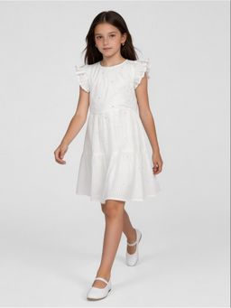 R&B - White Stripes Short Sleeves Girls Dress