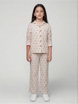 R&B - Pink Printed Girls Long Sleeves Shirt with Pyjama
