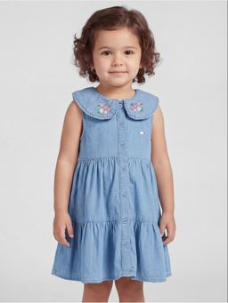 R&B - Blue Floral Sleeveless Girls Dress
