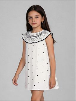 R&B - White Polka Dots Sleeveless Girls Dress