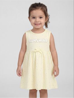 R&B - Yellow Graphic Printed Sleeveless Girls Dress