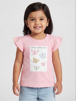 R&B - Pink Printed Girls Short Sleeves T-Shirt