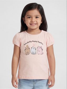 R&B - Pink Printed Girls Short Sleeves T-Shirt