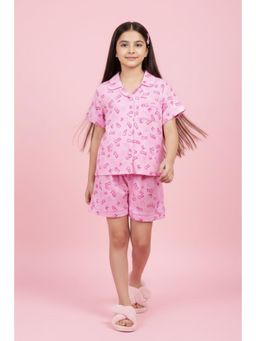 TINY GIRL - Pink Barbie Cotton Woven Printed Coordinating Shirt and Shorts