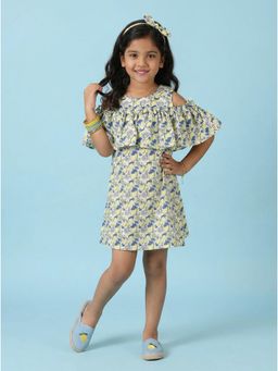 KiddoPanti - Girls Cotton Sleeveless Fruit Printed Could Shoulder Dress