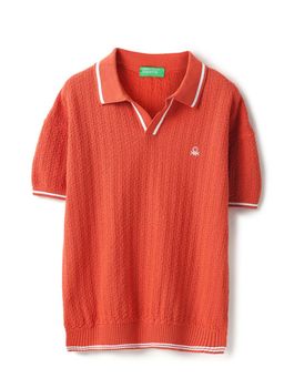 United Colors of Benetton - Rust Regular Fit Bouchle Texture Polo T-Shirt