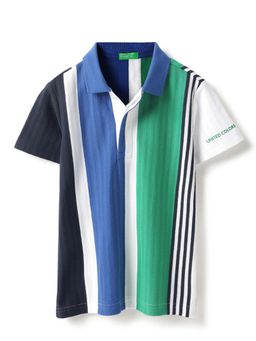 United Colors of Benetton - Multi-Color Regular Fit Striped Polo T-Shirt