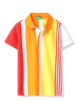 United Colors of Benetton - Multi-Color Regular Fit Striped Polo T-Shirt