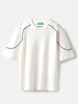 United Colors of Benetton - White Boxy Fit Round Neck T-Shirt