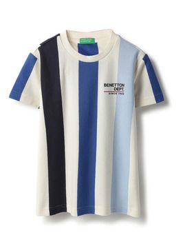 United Colors of Benetton - Blue Regular Fit Round Neck Striped T-Shirt