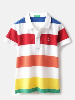 United Colors of Benetton - Multi-Color Regular Fit Striped Polo T-Shirt