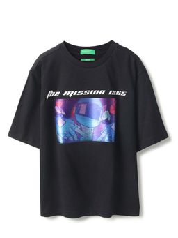 United Colors of Benetton - Black Boxy Fit Printed Digital Fabric Transfer T-Shirt