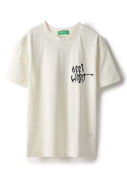 United Colors of Benetton - Off White Relaxed Fit Printed Graffiti T-Shirt