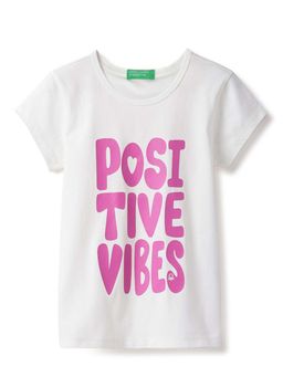 United Colors of Benetton - White Regular Fit Round Neck Typography T-Shirt