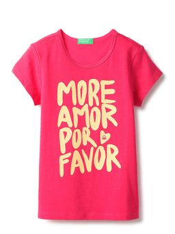 United Colors of Benetton - Pink Regular Fit Round Neck Typography T-Shirt