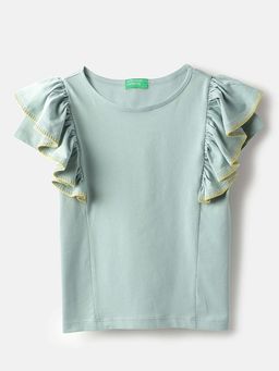 United Colors of Benetton - Green Regular Fit Round Neck Solid T-Shirt