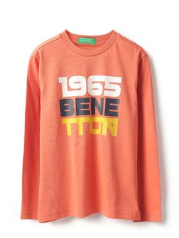 United Colors of Benetton - Orange Regular Fit Round Neck Printed T-Shirt