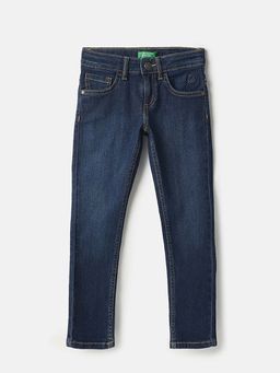 United Colors of Benetton - Blue Solid Slim Fit Basic Scrapping Denim Jeans