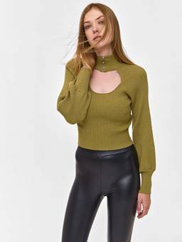 Cover Story - Olive Sweater with Cut Out
