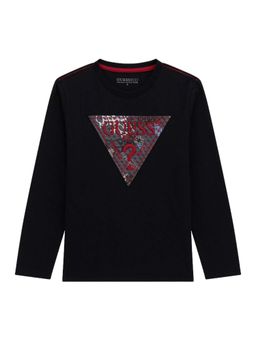 Guess - Kids Black Logo Regular Fit T-Shirt