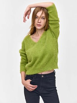 Cover Story - Lime V Neck Sweater