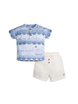 My Milestones - Boys Blue Printed T-Shirt with Shorts (Set of 2)