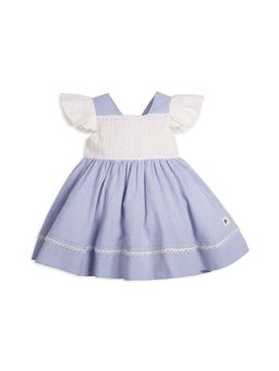 My Milestones - Girls Blue Colorblock Knee Length Dress