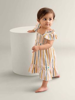 My Milestones - Girls Multi-Color Stripes Knee Length Dress