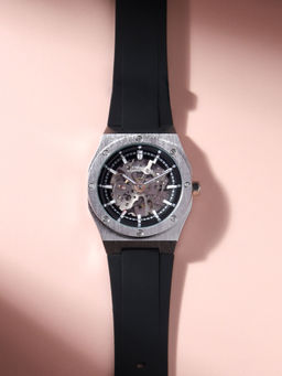 French Connection - Skeleton Black Round Dial Automatic Watch for Men's FCA02-4 (Free Size)