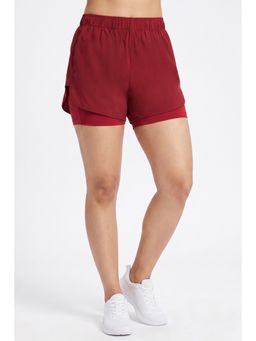 Zivame - Zelocity Moisture Wicking Deep Claret Training Shorts