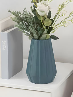 DecorTwist - Plastic Flower Teal Vases for Home Decor (Pack of 4)