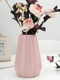 DecorTwist - Plastic Flower Pink Vases for Home Decor (Pack of 3)