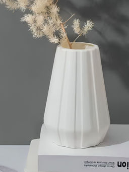 DecorTwist - Plastic Flower White Vases for Home Decor (Pack of 2)